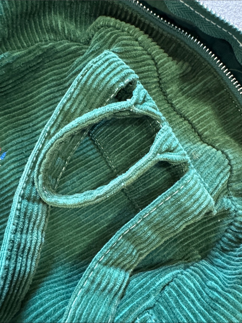 Urban Outfitters Green Corduroy small embroidered backpack 100% Cotton - Picture 12 of 15
